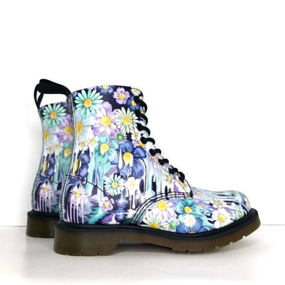 NIB Dr Martens 1460 Paint Slick Slime Floral Lace Up Ankle Boots Women’s 6 Shoes - Picture 3 of 13